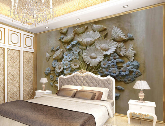 Bedroom - 3D Flower Painting Wallpaper