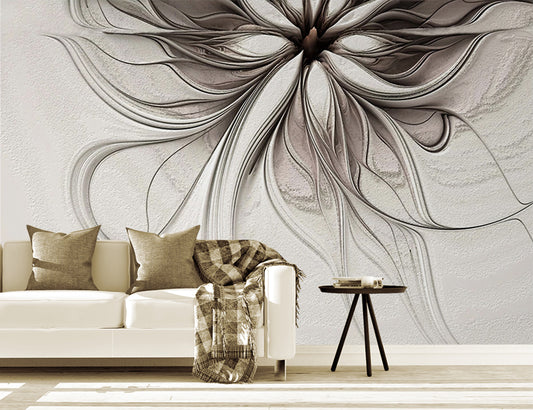 Abstract 3D beige Floral wallpaper