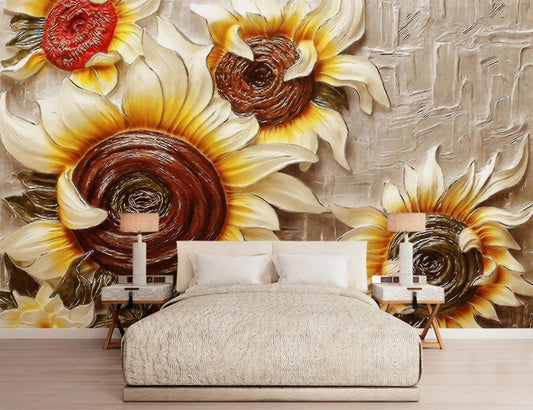 3d Wall Mural Sunflower Wallpaper