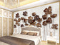 Bedroom - Brown Metal Flowers 3D Wallpaper