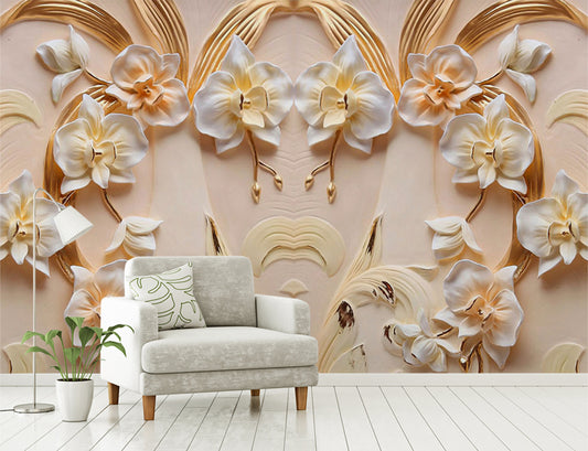 3D Floral Wallpaper, Big Flower 3d Wall Mural for Living Room