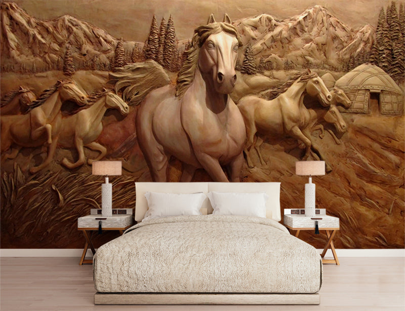 Custom 3D Wall Art Horse Wallpaper