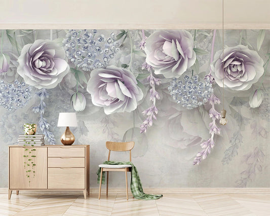 3D Flower Lavender Custom Wallpaper