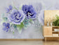 Aqua Blue 3D Floral Wallpaper