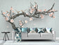 3D Branches And Pink Flower Design Wallpaper