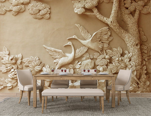 3D Wallpaper Relief Tree Stereo Wall Mural