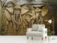 3D elephant family wall mural - view 2