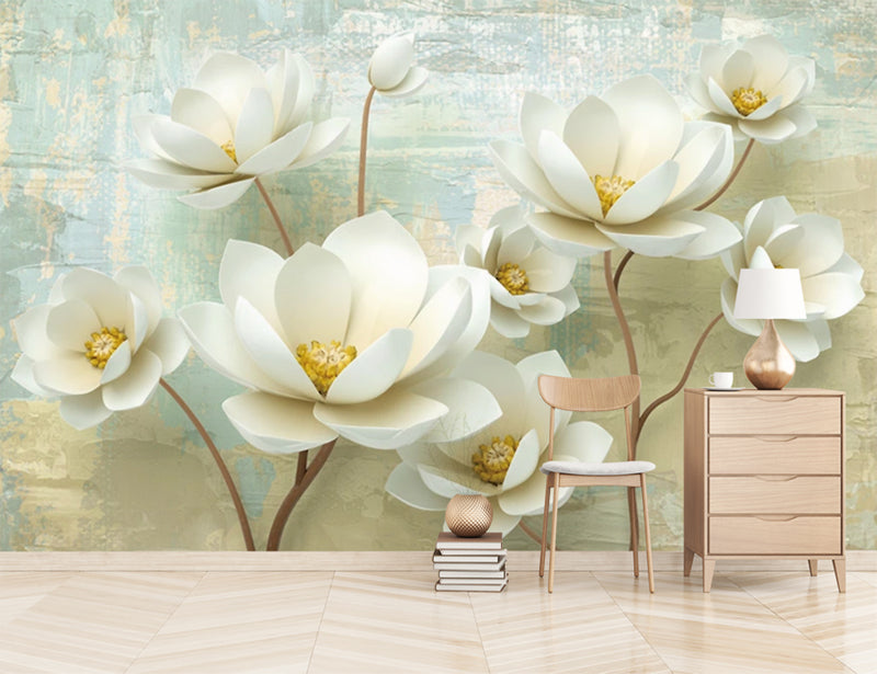 3D Magnolia Flowers Customize Wallpaper