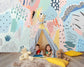 Pastel colours kids room nursery wallpaper