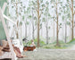 Woodland birch tree nursery wallpaper