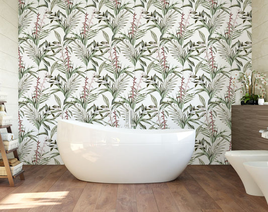 Green Leaves Tropical Modern Wallpaper