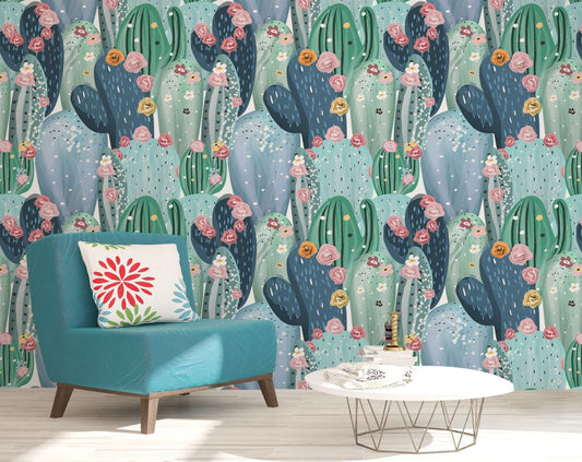Colorful Pastel Cactus Wallpaper
