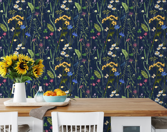 Botanical Beauty Floral Lily Bloom Butterfly Wall Design Flower Wallpaper