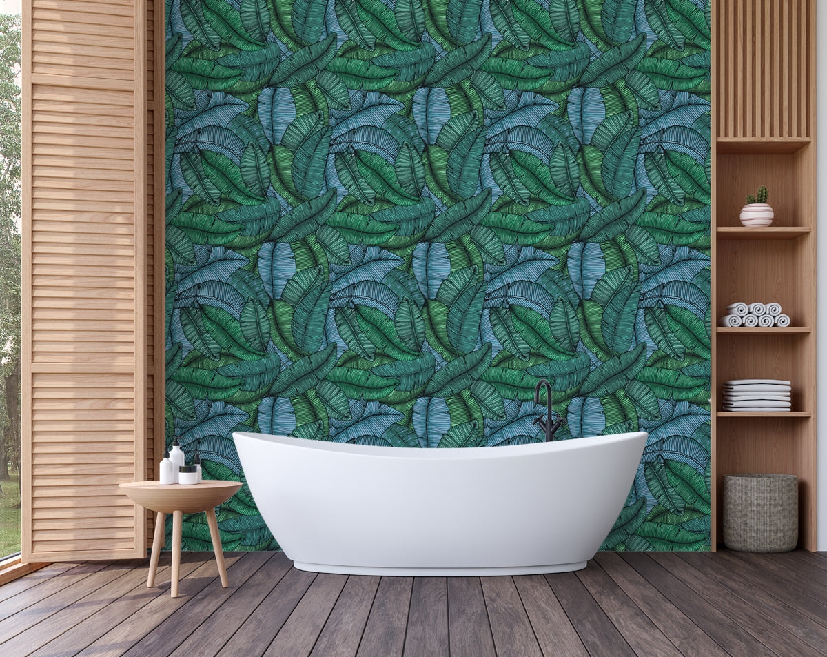 Tropical Leaves Painting Acrylic Print Rolls Wallpaper