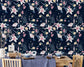 Pink Lily Flowers on Dark Blue Background Wallpaper