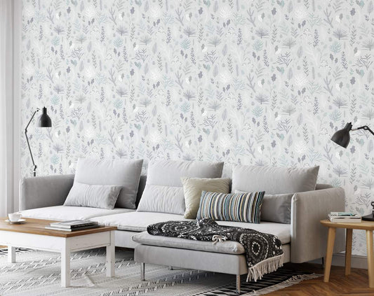 Gray Feather White Background Wallpaper Rolls