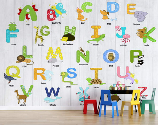 Animals Name Alphabets 3D Painting Wallpaper