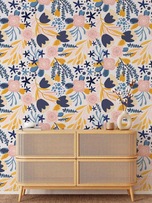 Botanical Florals Hand Painted Wallpaper Rolls