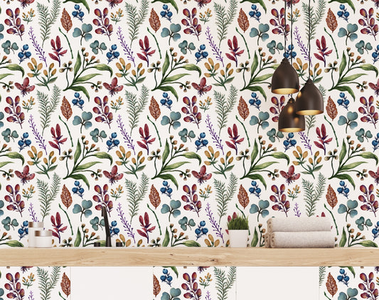 Wild Flower Hand Drawn Floral Bedroom and living Wallpaper Rolls