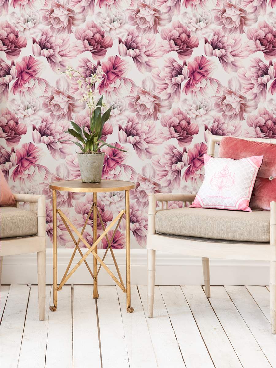 Pink Roses Floral Wallpaper Rolls