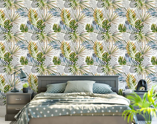 Watercolor Tropical Leaves Wallpaper Rolls