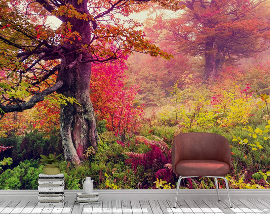 Pink Leaves Forest Customize Wallpaper