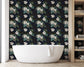 White Orchid Flower and Palm Leaves Floral Wallpaper