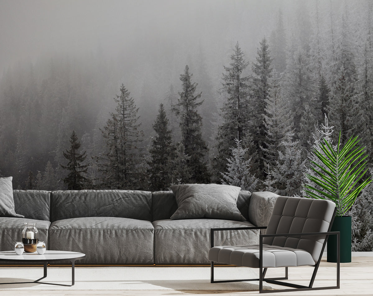 Misty Mountain Forest 3D Landscape Wallpaper