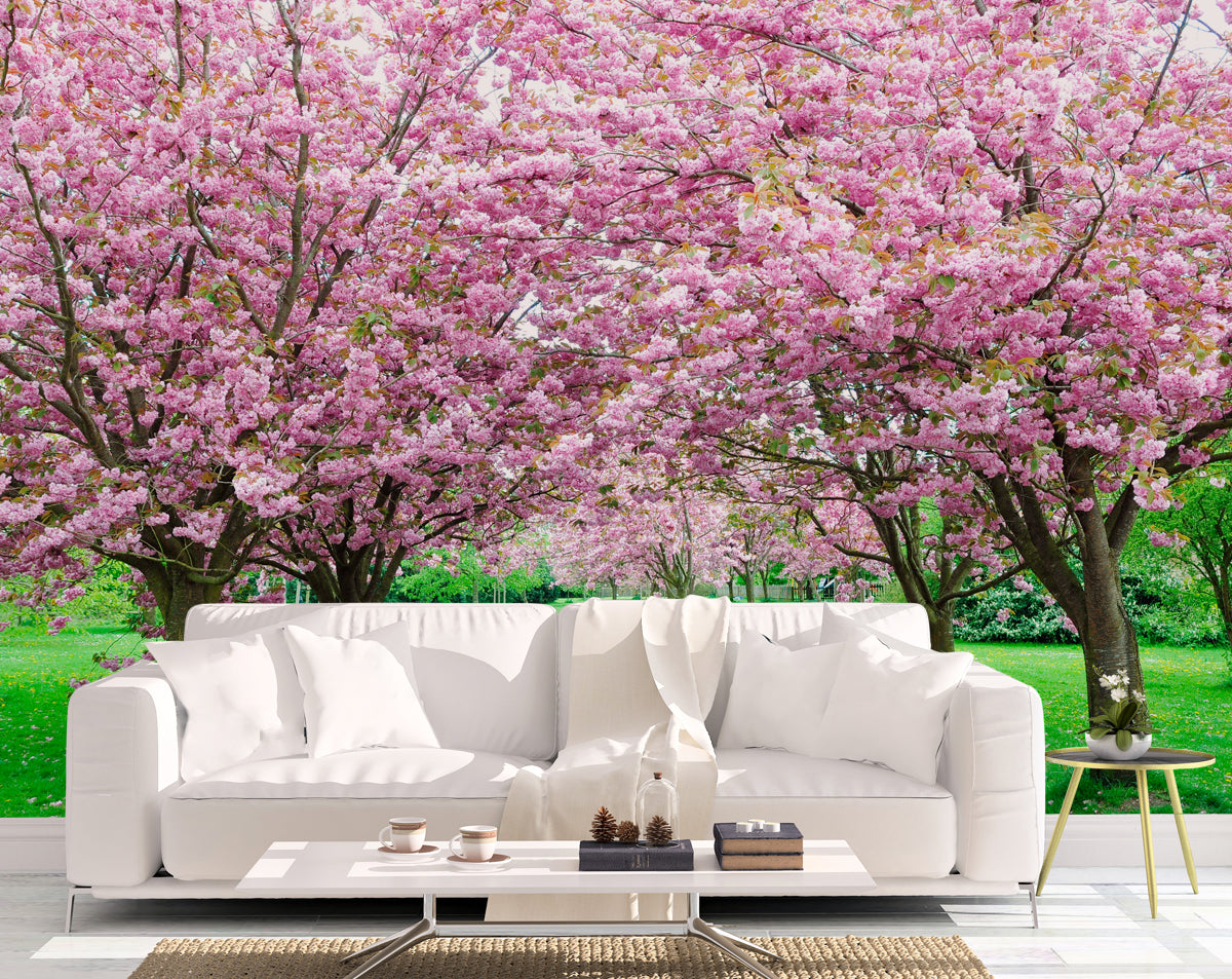 Pink Leavs Tree Forest 3D Wallpaper