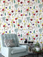 Blooming Colourful Flowers Hand Drawing Wallpaper Rolls