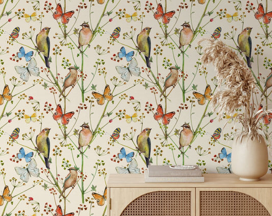 Beautiful Wallpaper With Bids And Butterfly Wallpaper