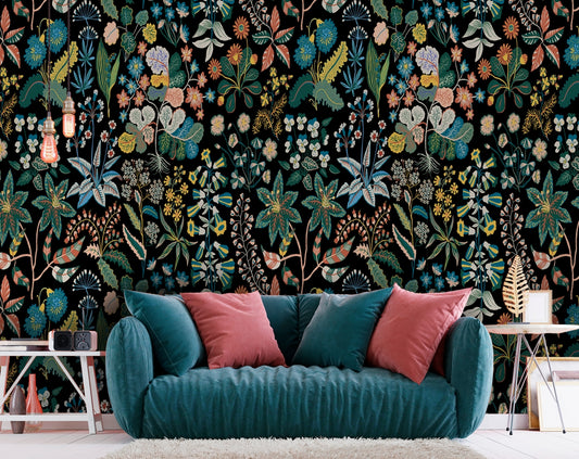 Beautiful Bright Flower Wall Design Wallpaper