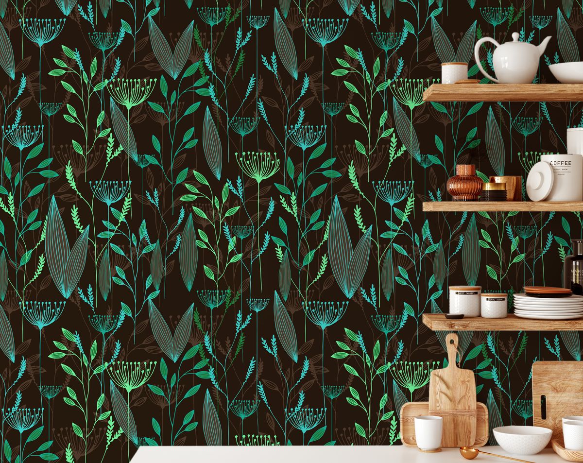 Tropical Jungle Leaves Design Wallpaper