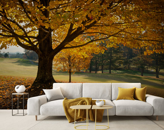 Yellow Leaves Tree Custom 3D Wallpaper