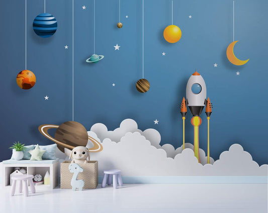 Kids 3D Mural Space 3D Wallpaper