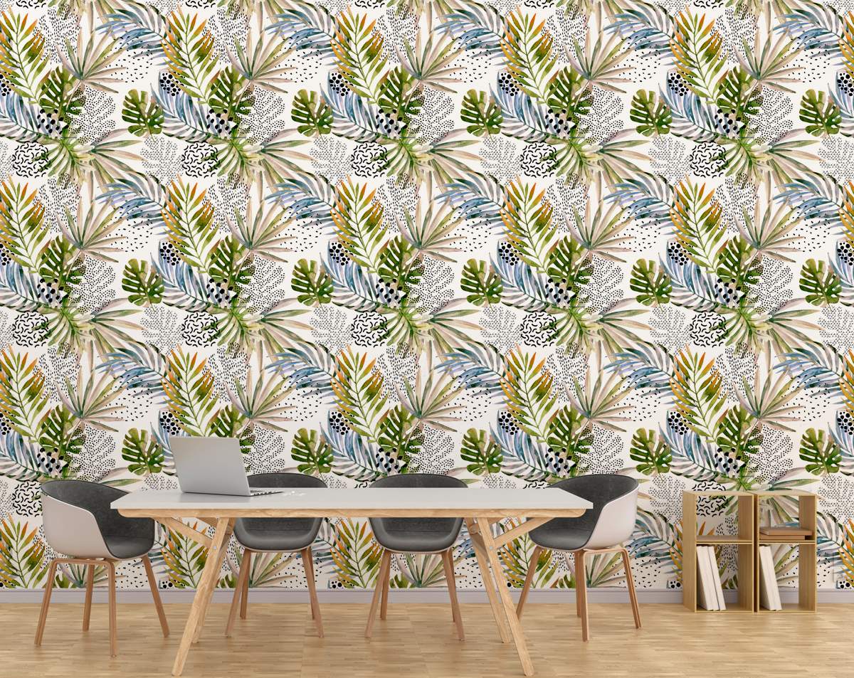 Watercolor Tropical Leaves Wallpaper Rolls