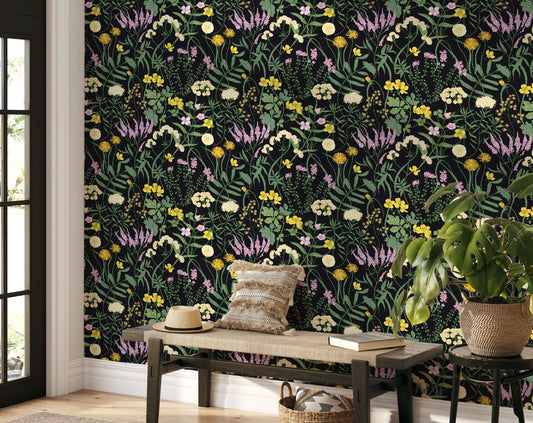 Hand Drawn Wild Flowers Wallpaper