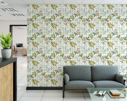 Green leaves tropical and floral wallpaper