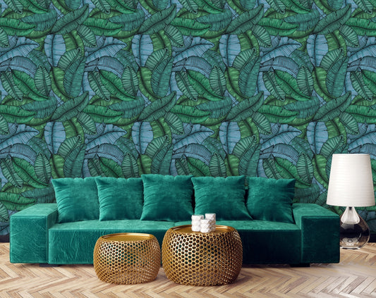 Tropical Leaves Painting Acrylic Print Rolls Wallpaper