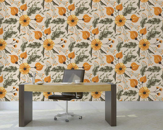 Yellow Sunflower Wallpaper Floral Wallpaper