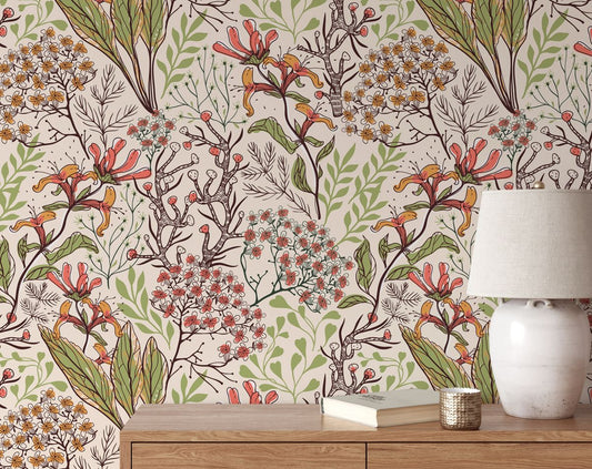 Tropical Plants and Flower Wallpaper