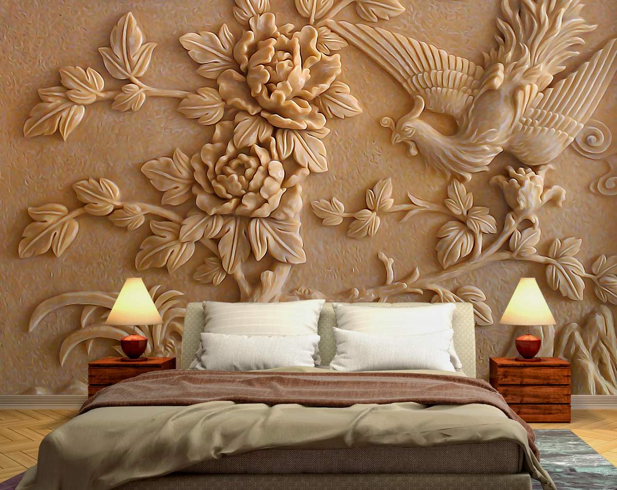 3d Custom floral and bird Wall Mural, 3D Living Room Wallpaper