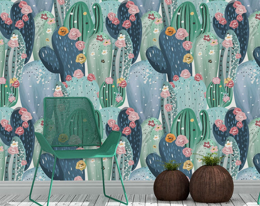 Colorful Pastel Cactus Wallpaper