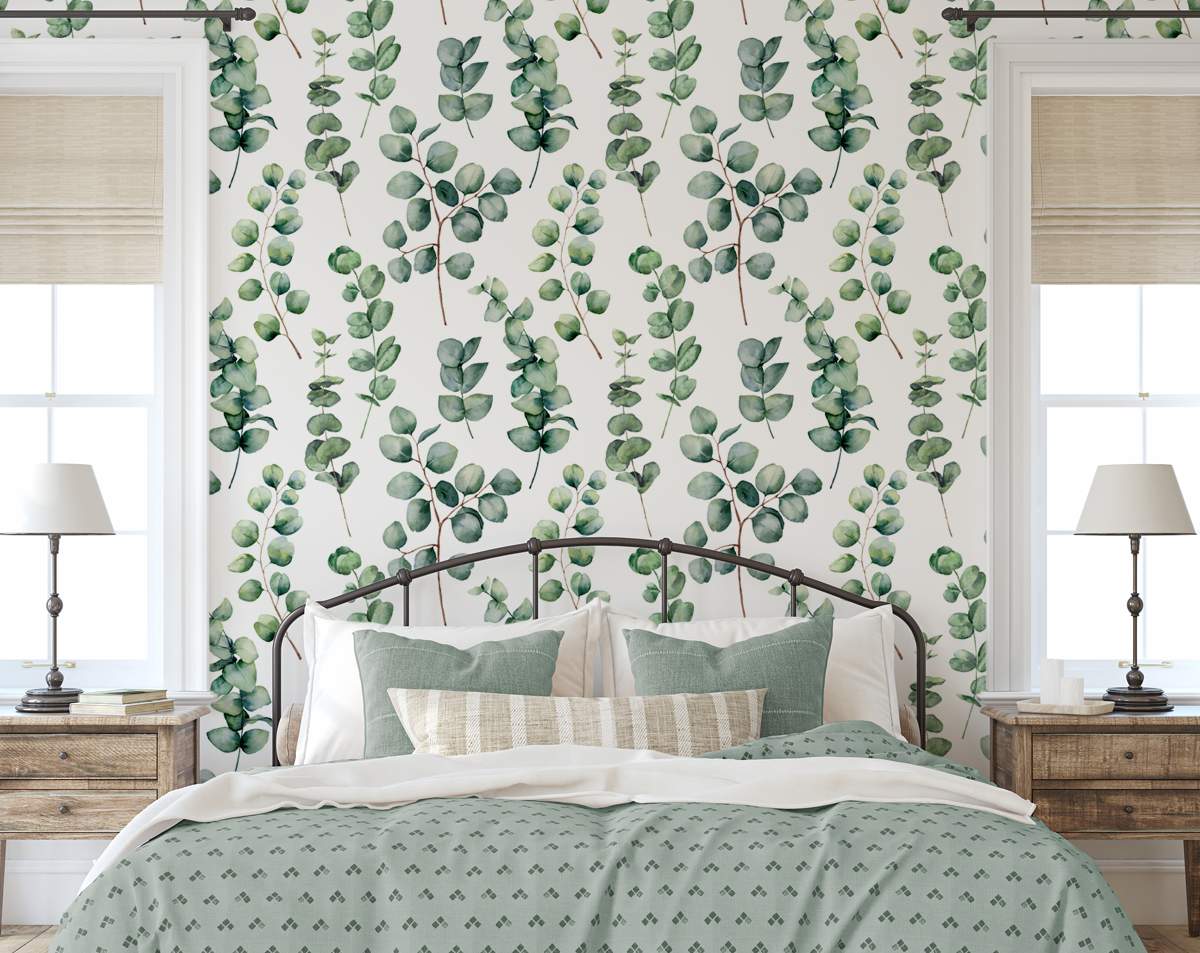 Watercolour Eucalyptus Leaves and Branches Wallpaper Roll
