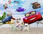 Cartoon cars wallpaper for kids room - view 2