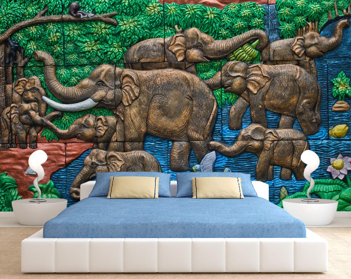 Colourful Jungle Theme 3D Wall Mural Wallpaper