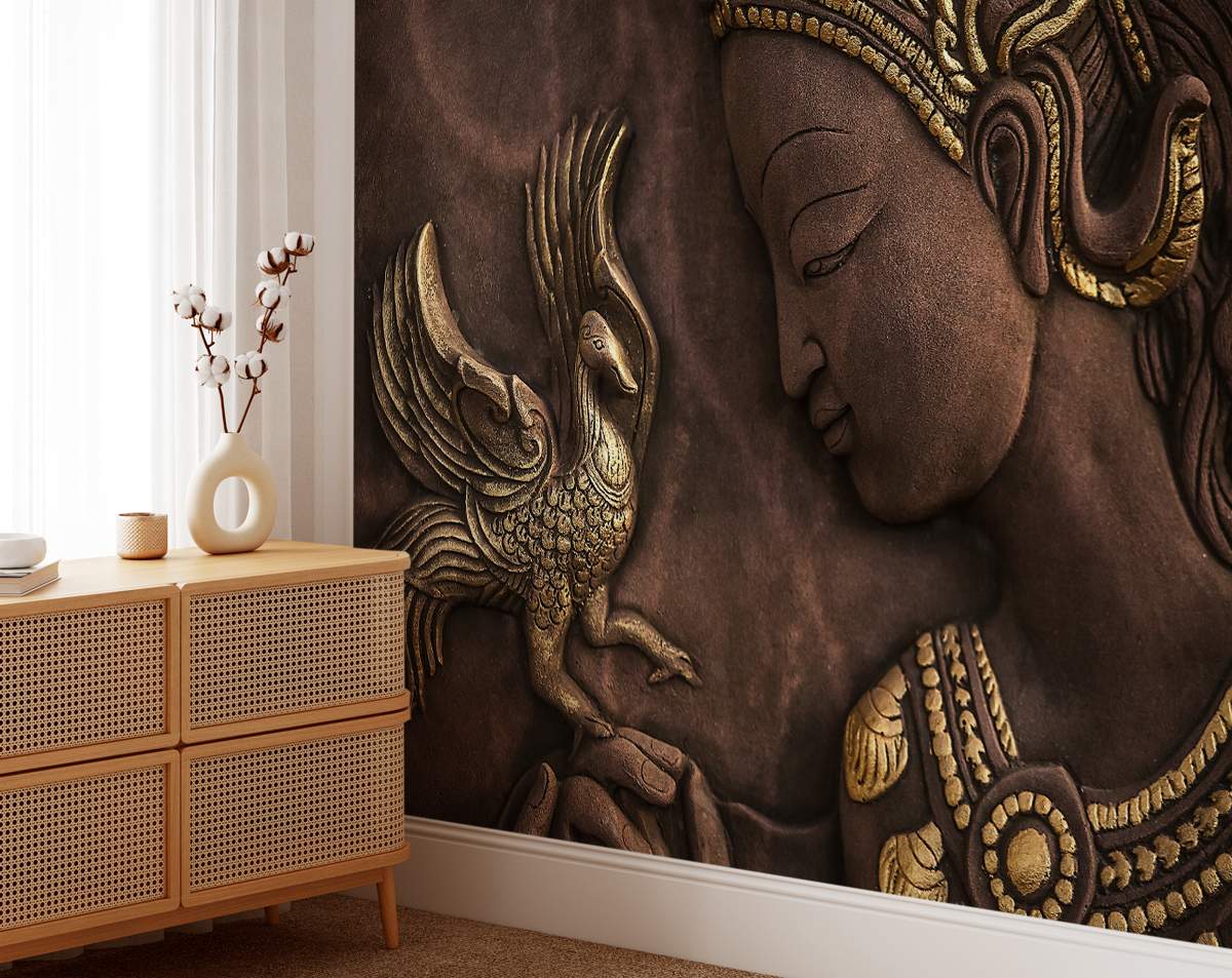 Custom Wallpaper Brown And Golden 3D Wallmural