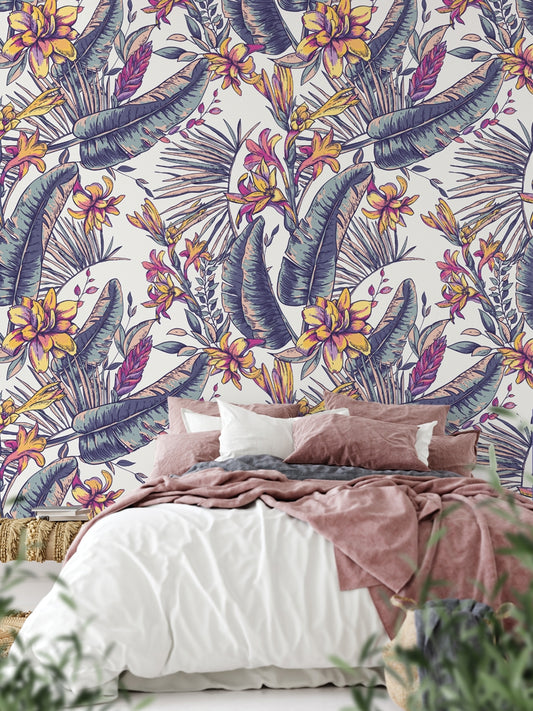 Watercolor Palm Leaves Wall Mural Wall Decor Wallpaper