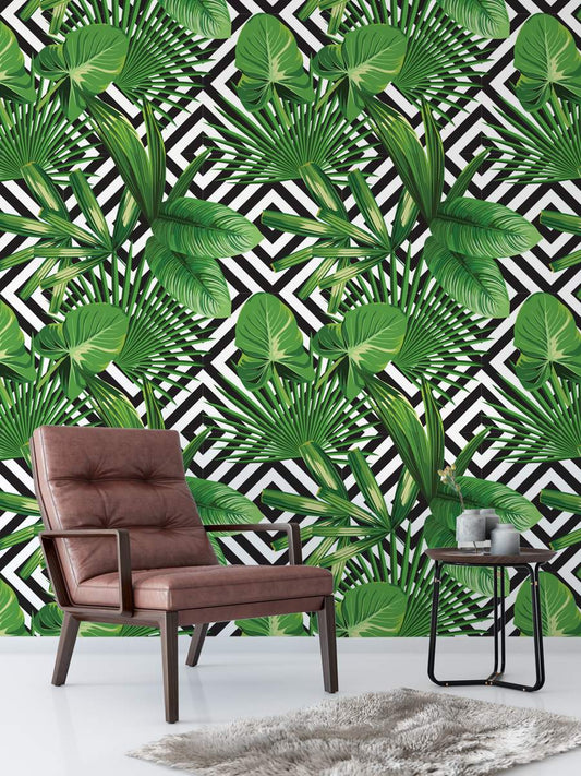 Palm Leaves Jungle Plant Tropical Peel and Stick 3D Wallpaper Roll