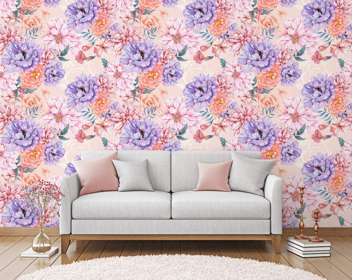 Colorful Rose Floral Wallpaper Rolls